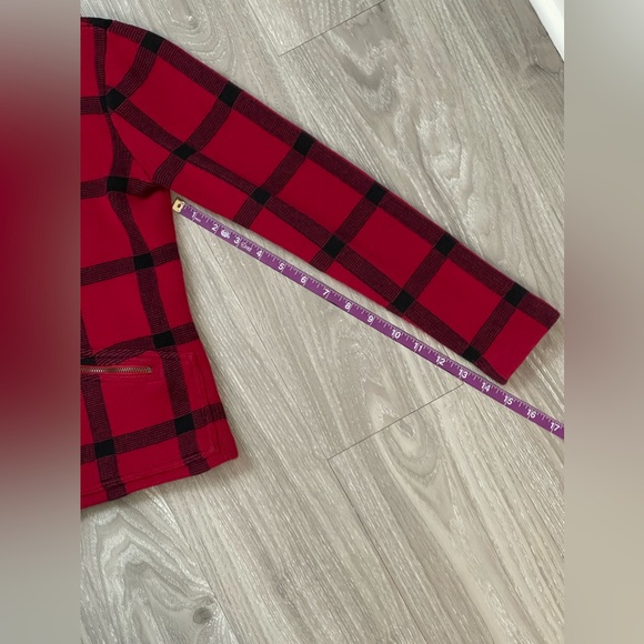 Lauren Ralph Lauren Red & Black Plaid Zip Up Sweater - Picture 8 of 9